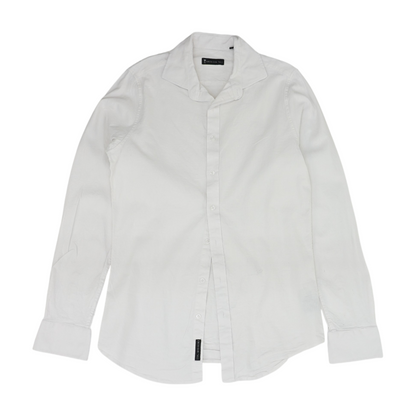 White Tall Solid Long Sleeve Button Down