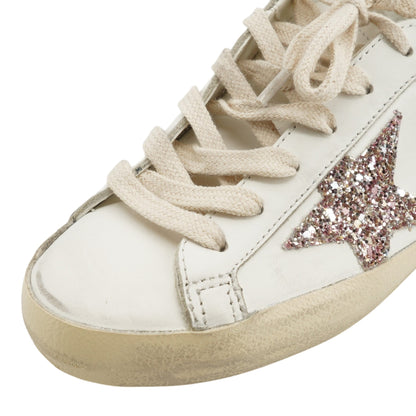 White Super-Star LTD with Glitter Star and Suede Heel Tab