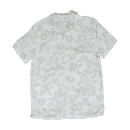 White Floral Short Sleeve Button Down