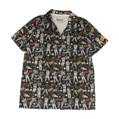 Beige Novelty Short Sleeve Button Down