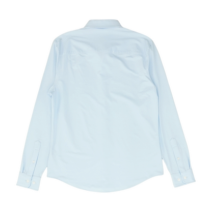 Blue Solid Long Sleeve Button Down