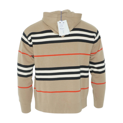 Tan Sandby Icon Stripe Knit Hoodie