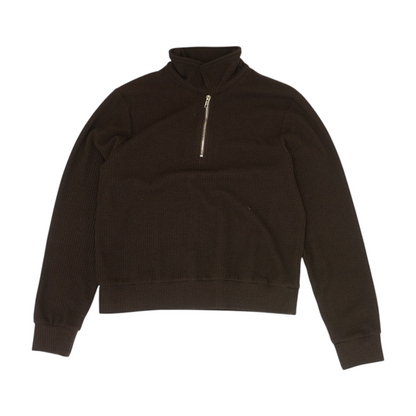 Brown Solid 1/4 Zip Pullover
