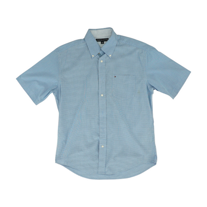 Blue Check Short Sleeve Button Down