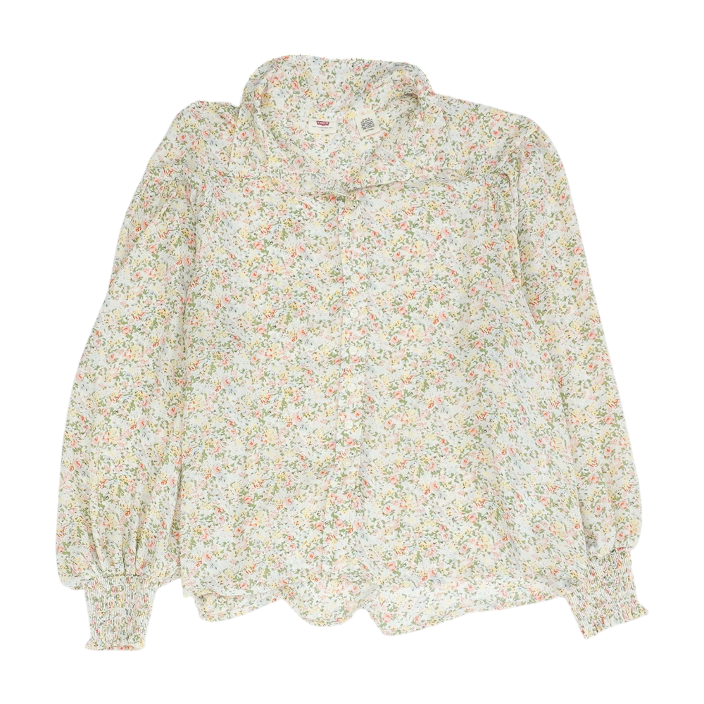 Beige Floral Button Down