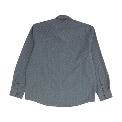 Blue Solid Long Sleeve Button Down