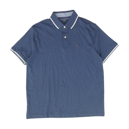 Blue Solid Short Sleeve Polo