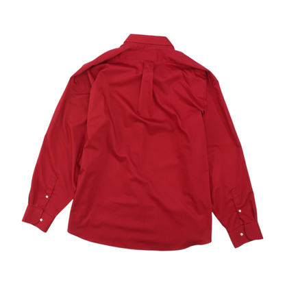 Red Solid Long Sleeve Button Down