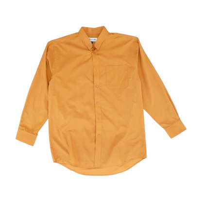 Orange Solid Long Sleeve Button Down