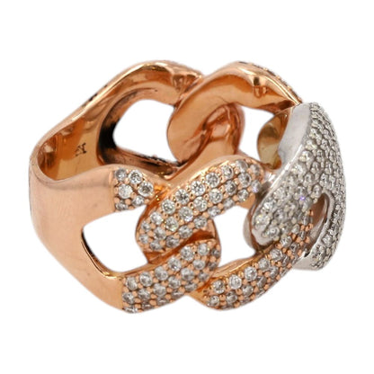 2.41 ct 14K Two Tone Gold Bold Link Design With Melee Diamonds Band