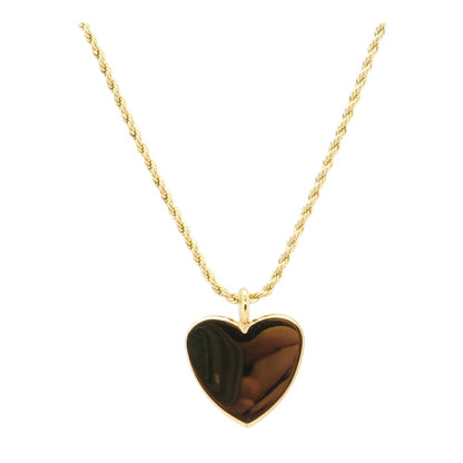 Gold Tone Stainless Steel Heart Charm Pendant Necklace