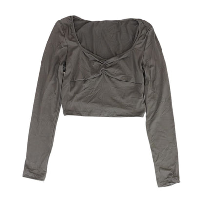 Black Solid Cropped Knit Top
