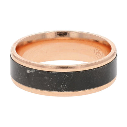 14K Rose Gold With Titanium Center Band