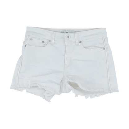 White Solid Denim Shorts