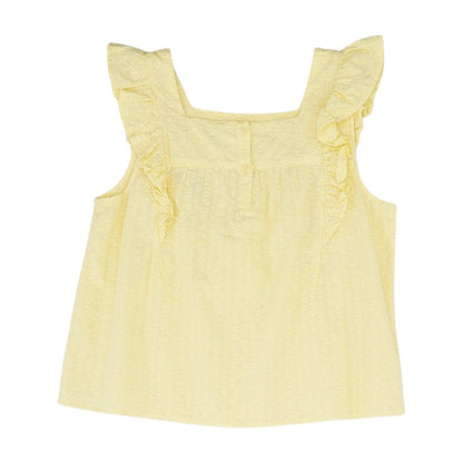 Yellow Embroidery Detail Short Sleeve Blouse