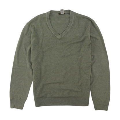 Green Geometric Pullover Sweater