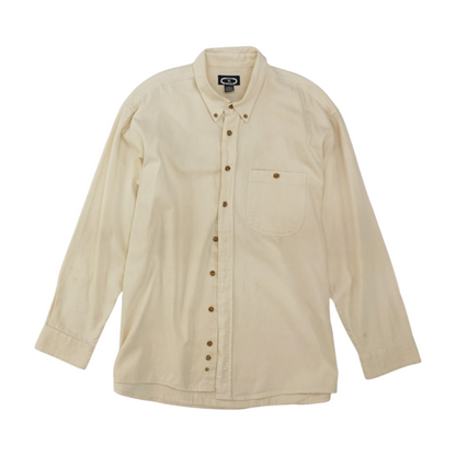 Vintage Cream Solid Long Sleeve Button Down