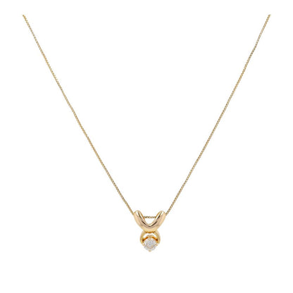 1/3 Ct 18K Gold Round Diamond Solitaire V Slider On Box Chain Necklace