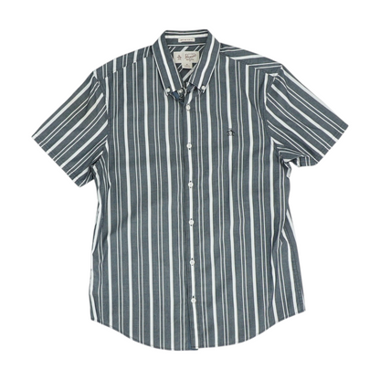 Gray Striped Short Sleeve Button Down