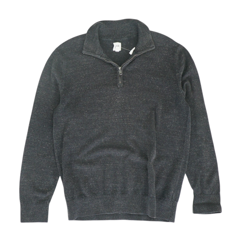 Black Solid 1/4 Zip Sweater