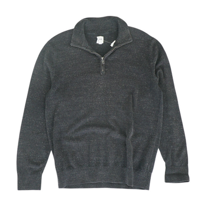 Black Solid 1/4 Zip Sweater