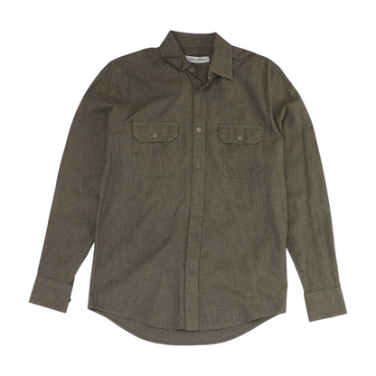 Gray Solid Long Sleeve Button Down