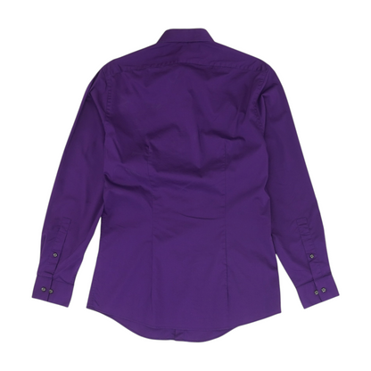Purple Solid Long Sleeve Button Down