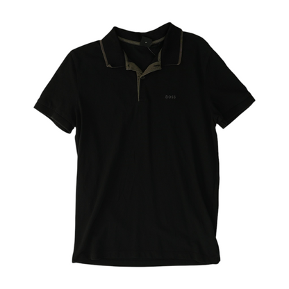 Black Solid Short Sleeve Polo