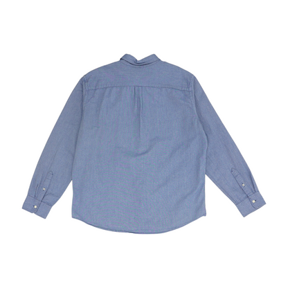 Blue Solid Long Sleeve Button Down