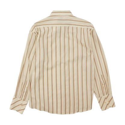 Beige Striped Long Sleeve Button Down