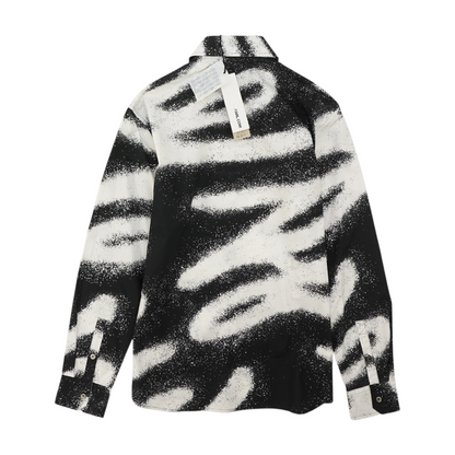 Black Graphic Long Sleeve Button Down