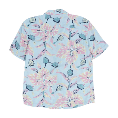 Gray Floral Short Sleeve Button Down