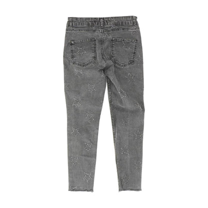 Black Geometric Skinny Leg Jeans