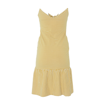 Mustard Striped Midi Dress