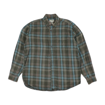 Olive Plaid Flannel Button Down