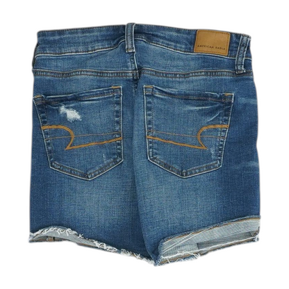 Blue Solid Denim Shorts