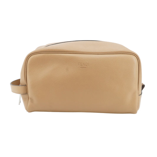 Beige Leather Toiletry Case