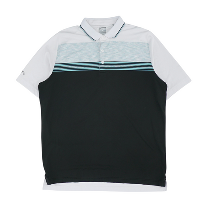 White Color Block Short Sleeve Polo