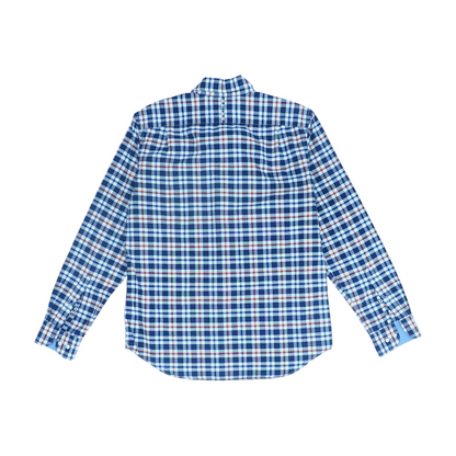 Navy Plaid Long Sleeve Button Down