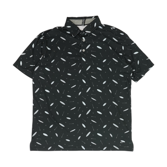 Black Print Short Sleeve Polo