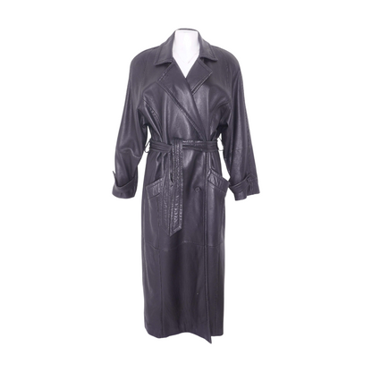 Black Solid Leather Coat