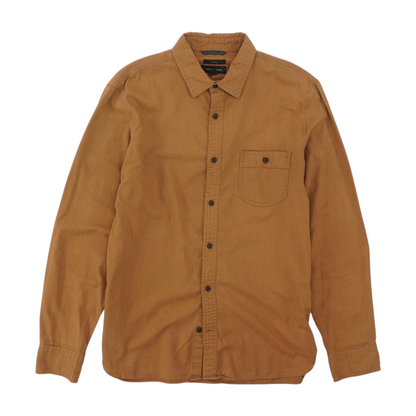 Brown Solid Long Sleeve Button Down