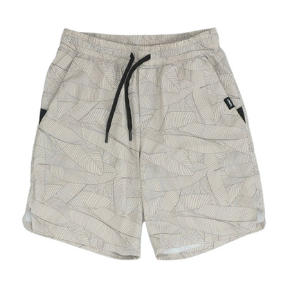 Beige Print Active Shorts