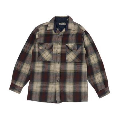 Beige Plaid Flannel Button Down