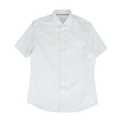 White Striped Short Sleeve Button Down