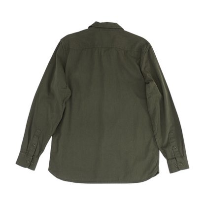 Green Solid Long Sleeve Button Down