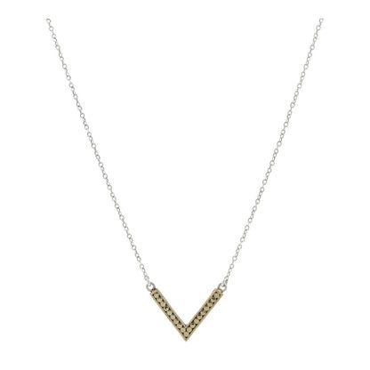 Sterling Silver And Gold Plated Chevron Pendant Necklace