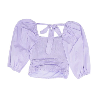 Lavender Solid Long Sleeve Blouse
