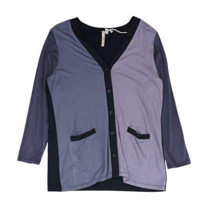 Gray Color Block Cardigan Sweater