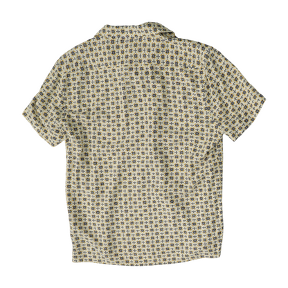 Beige Print Short Sleeve Button Down